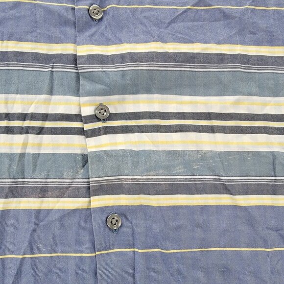 Perry Ellis Shirt Mens XL Striped‎ Button Up Short Sleeve Preppy Beach Casual - Picture 3 of 8